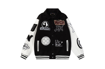 Louis Vuitton Monochrome Varsity Patch Jacket - Luxjewelss 