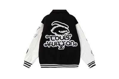Louis Vuitton Monochrome Varsity Patch Jacket - Luxjewelss 