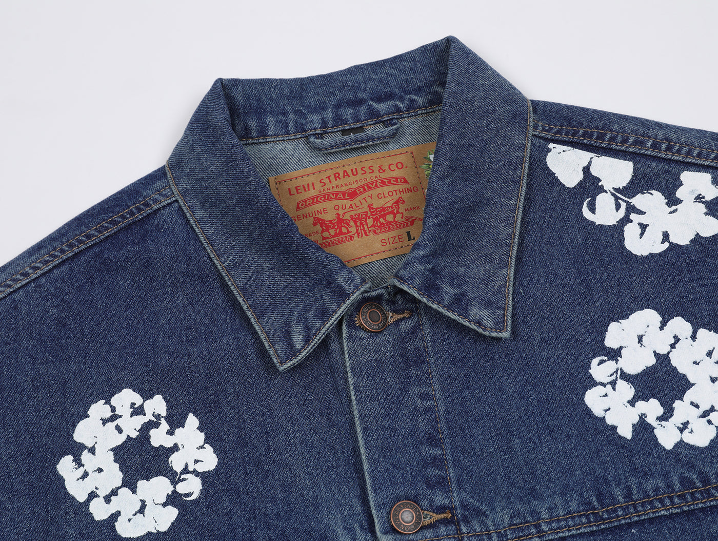 Levi’s x Denim Tears Cotton Wreath Trucker Jacket - Luxjewelss 