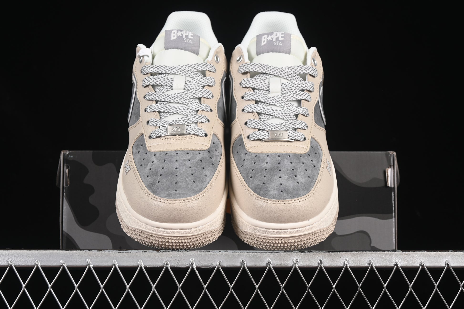 Bape x Nike Air Force 1 Low “Beige/Grey” - Luxjewelss 