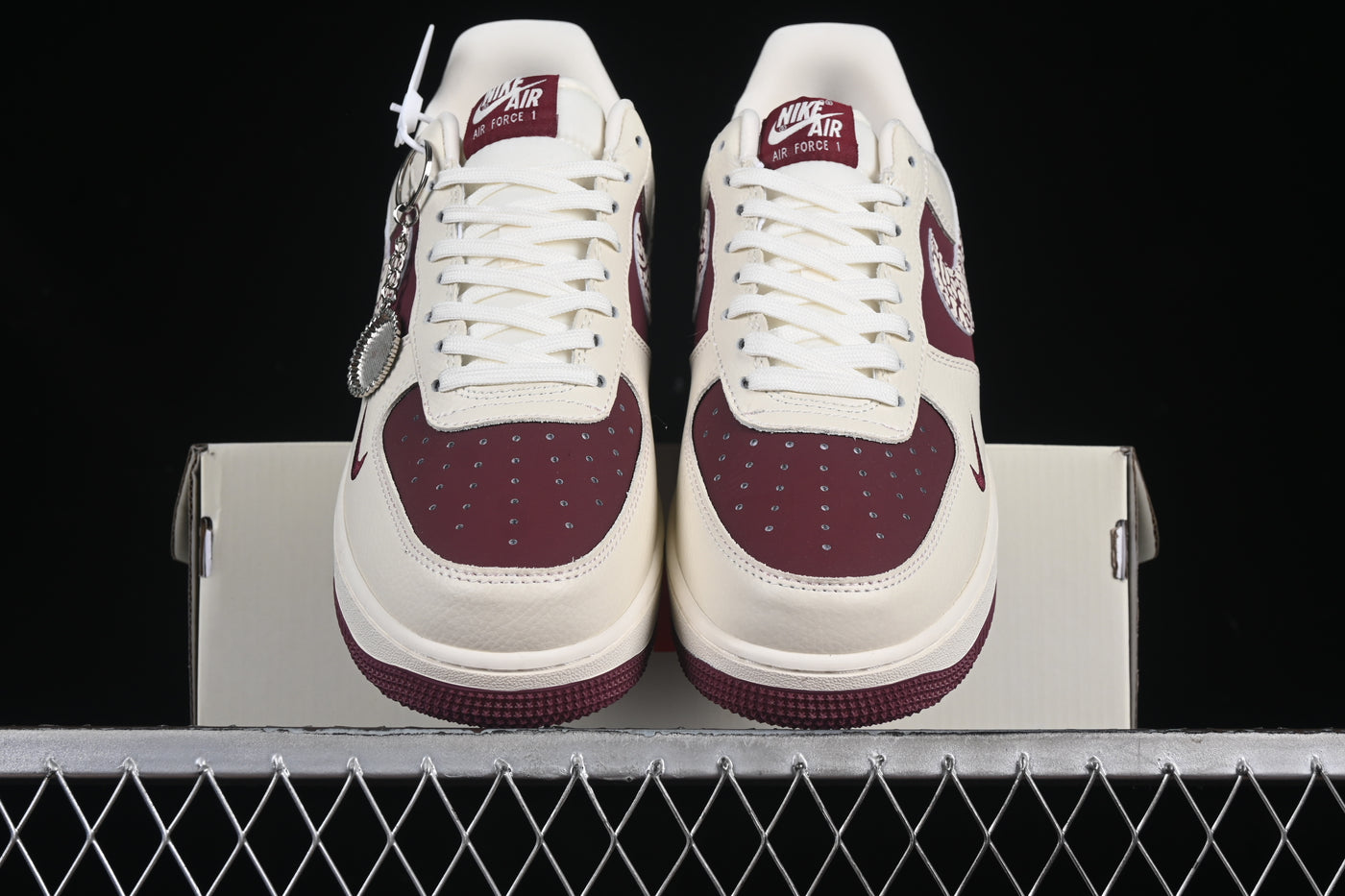 Nike Air Force 1 Low x Supreme – Cream/Burgundy Elephant Print - Luxjewelss 