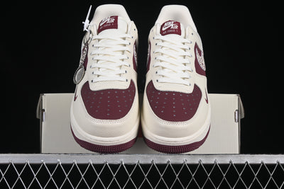 Nike Air Force 1 Low x Supreme – Cream/Burgundy Elephant Print - Luxjewelss 