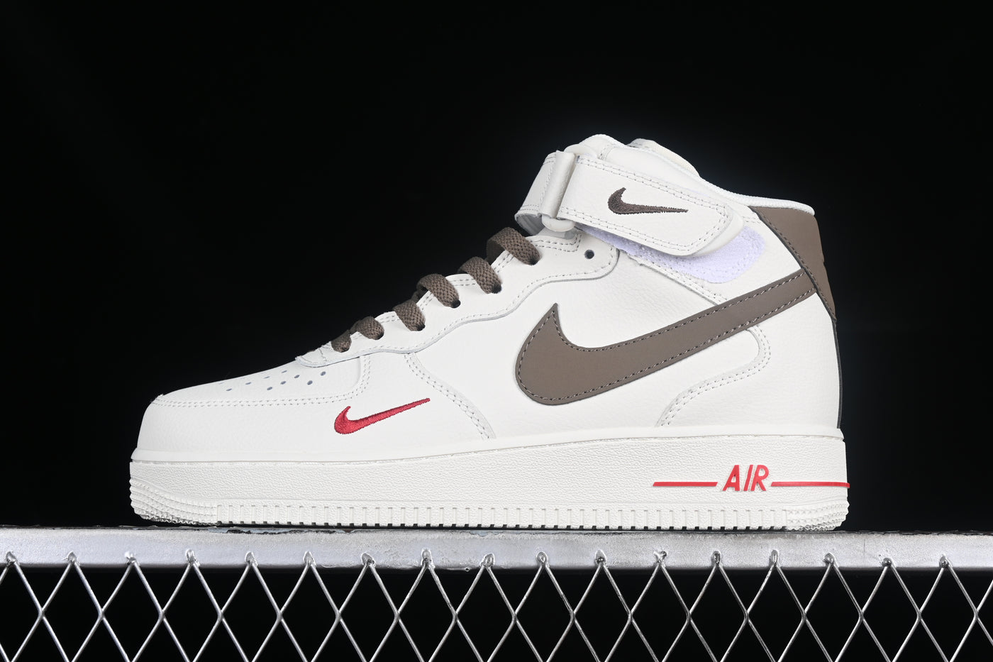 Nike Air Force 1'07 Mid - Mocha & Crimson - Luxjewelss 