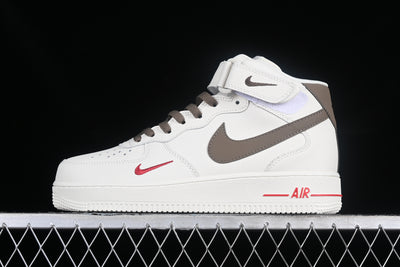 Nike Air Force 1'07 Mid - Mocha & Crimson - Luxjewelss 