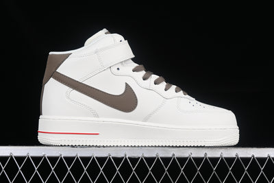 Nike Air Force 1'07 Mid - Mocha & Crimson - Luxjewelss 