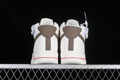 Nike Air Force 1'07 Mid - Mocha & Crimson - Luxjewelss 