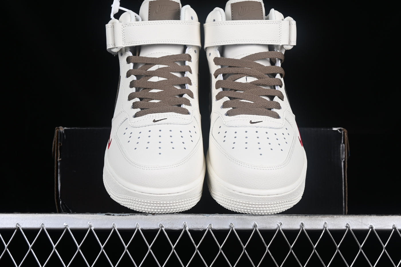 Nike Air Force 1'07 Mid - Mocha & Crimson - Luxjewelss 