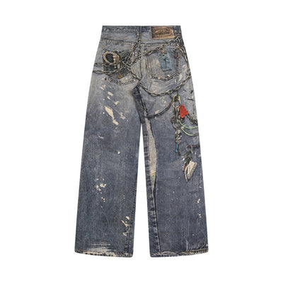 Acne Studios Loose Fit Denim Blue Straight-Leg Jeans | Luxjewelss