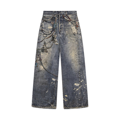 Acne Studios Loose Fit Denim Blue Straight-Leg Jeans | Luxjewelss